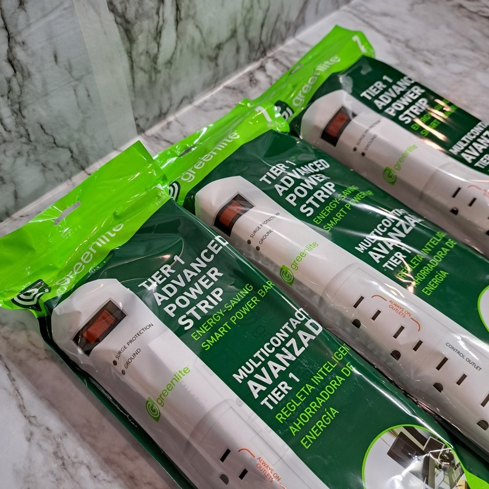 Greenlite Set/3 Advanced Power Strip 7 Outlet Surge Protection Ideal For PC/TV‎